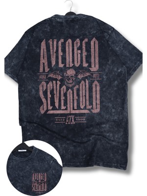 Unisex Oversize Avenged Sevenfold Orange County Sırt Baskılı Yıkamalı Rock Band T-Shirt