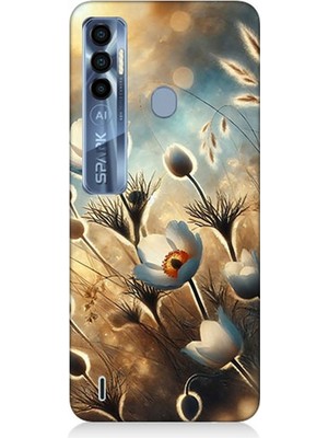 Tecno Spark 7 Pro Uyumlu Pamuk Dalları Bahar Ruhu  Desenli Silikon Kılıf