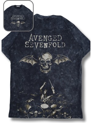 Fuddy Moda Oversize Vintage Avenged Sevenfold Sırt Baskılı Yıkamalı T-Shirt, Unisex Rock Band Temalı Tişört