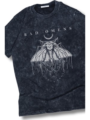 Oversize Bad Omens Baskılı Yıkamalı T-Shirt, Unisex Rock Band Temalı Retro Tişört
