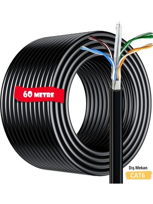 60 Metre / Dış Ortam Dış Mekan / Cat6 İnternet Kablosu / Outdoor / High Speed / 2 Katlı