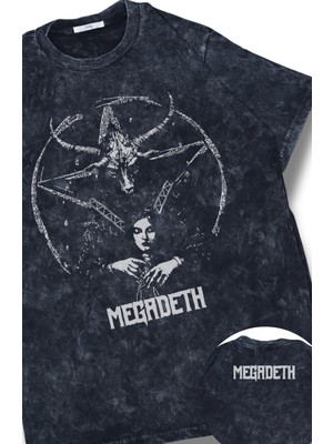 Oversize Megadeth Ense Yazılı Yıkamalı T-Shirt, Unisex Rock Band Baskılı Retro Tişört