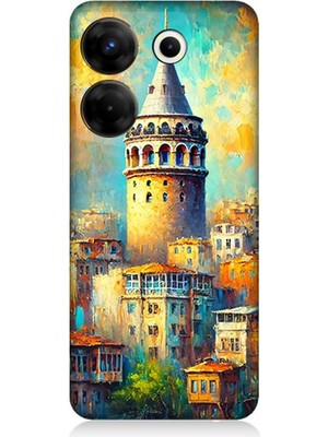 Tecno Camon 20 Pro 4g Uyumlu Galata’da Renkli Işıklar  Desenli Silikon Kılıf