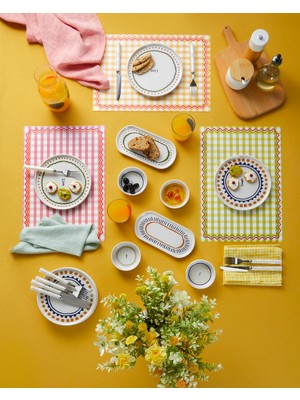 Wordy Seramik Kahvaltı Takımı 14 Parça 6 Kişilik Renkli