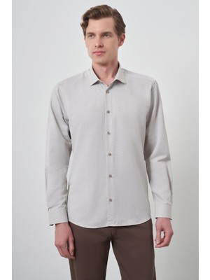  Erkek Vizon Slim Fit Italyan Yaka Gömlek