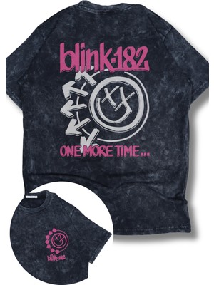 Oversize BLINK-182 One More Time Sırt Baskılı Yıkamalı T-Shirt, Unisex Rock Band Temalı Tişört