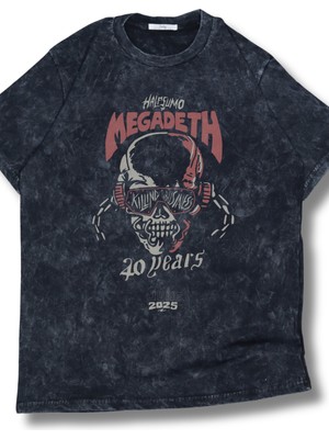 Oversize Halfsumo x Megadeth Baskılı Yıkamalı T-Shirt, Unisex Rock Band Temalı Tişört