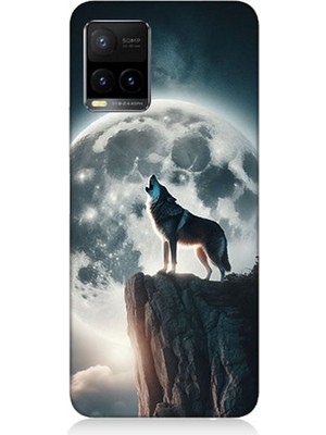 Vivo Y53S Uyumlu Dolunayda Uluyan Kurt  Desenli Silikon Kılıf