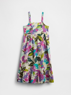 Gap Kız Çocuk Çiçek Desenli Askılı Desenli Midi Elbise