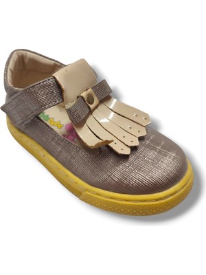 Şirinbebe 1742-20 Püsküllü Cırt Bant Kız Çocuk Sandalet Gümüş Altın 21-25