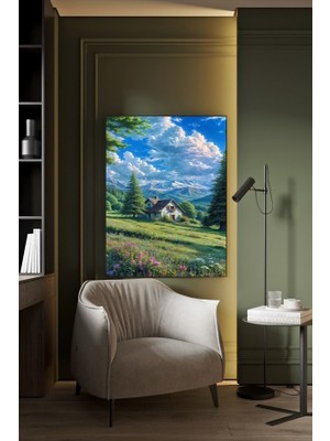 Güzel Doğanın Içindeki Ev Kanvas Tablo Ev Duvar Salon Ofis Dükkan Hediyelik Dekarasyon Süsü