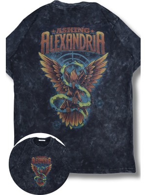 Oversize Asking Alexandria Sırt Baskılı Yıkamalı T-Shirt, Unisex Rock Band Temalı Retro Tişört