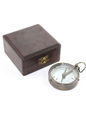 Ahşap Kutulu Pirinç Pusula 12*6 cm