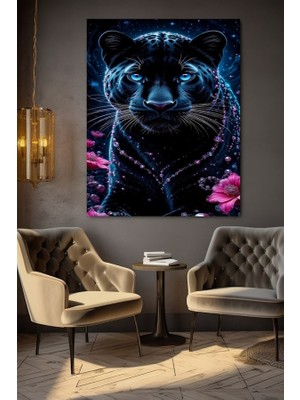 Mavi Gözlü Leopar Kanvas Tablo Ev Duvar Salon Ofis Dükkan Hediyelik Dekarasyon Süsü