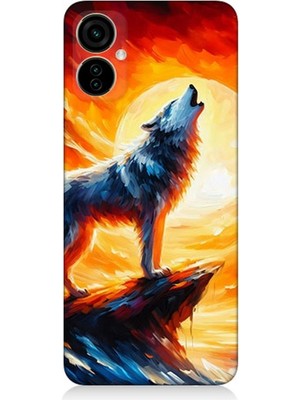Tecno Spark 9 Pro Uyumlu Kayalıkta Uluyan Kurt Yalnızlığı  Desenli Silikon Kılıf