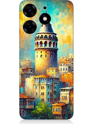 Tecno Spark 10 Pro Uyumlu Galata’da Renkli Işıklar  Desenli Silikon Kılıf