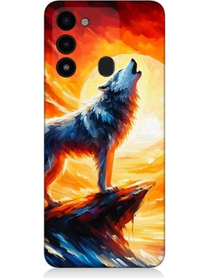 Tecno Spark 8c Uyumlu Kayalıkta Uluyan Kurt Yalnızlığı  Desenli Silikon Kılıf