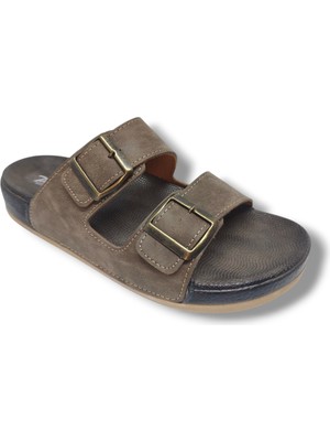 Parmi 25901-25 Deri Çift Bant Anatomik Erkek Terlik