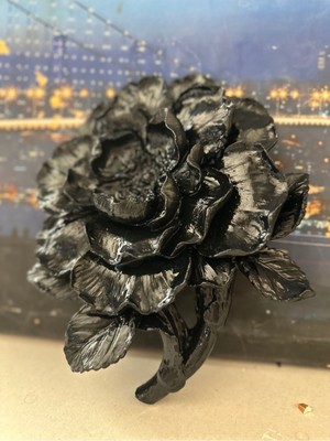 Şakayık Çiçek Duvar Siyah 25CM
