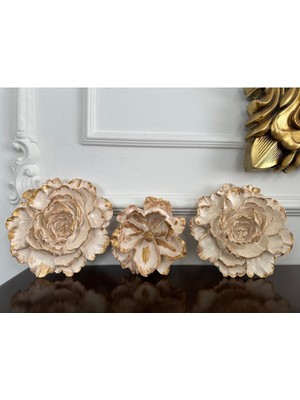 Çiçek Dekor Duvar Lotus Çiçek 3 Lü Set Büyük 21 cm Küçük 15 cm