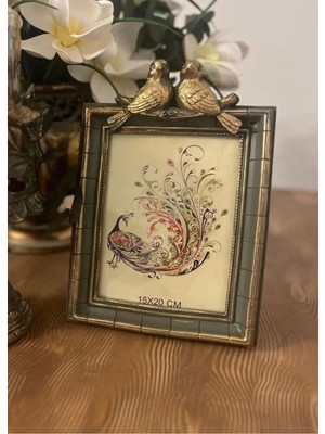 Kuş Detaylı Çerçeve , Haki Renk Kuşlu Çerçeve 25CM
