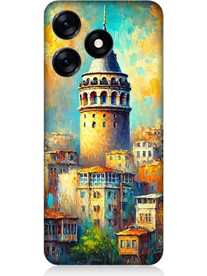 Tecno Spark 10 Uyumlu Galata’da Renkli Işıklar  Desenli Silikon Kılıf