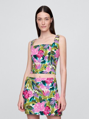 Gap Kadın Pembe Keten Karışımlı Crop Bluz