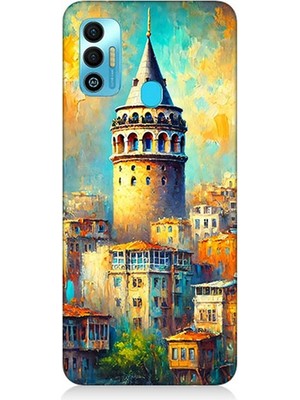 Tecno Spark 7t Uyumlu Galata’da Renkli Işıklar  Desenli Silikon Kılıf