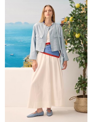 Modal Crop Ceket Bebe Mavi