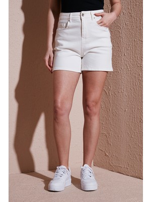 Fashion Friends Streç Pamuklu Mom Fit Yüksek Bel Mini Kot Short Bayan Short 25Y0188K1