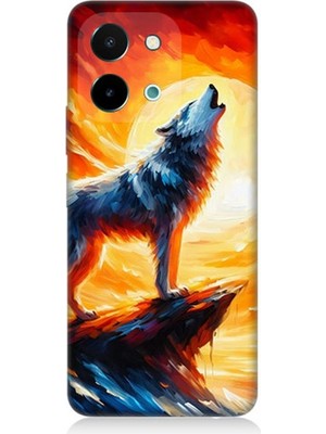 Vivo Y28 Uyumlu Kayalıkta Uluyan Kurt Yalnızlığı  Desenli Silikon Kılıf