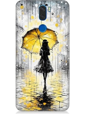 Vestel Venus Z30 Uyumlu Yağmurda Sarı Şemsiye Altında  Desenli Silikon Kılıf