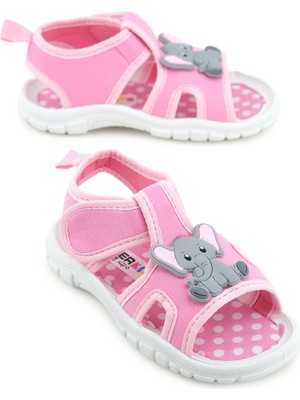 Gezer Kız Çocuk Bilekten Cırtlı Ayarlanabilir Pvc Rahat Esnek Taban Günlük Sandalet