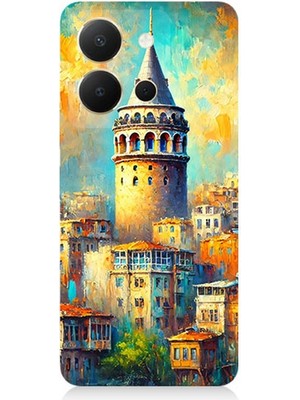 Vivo Y36 Uyumlu Galata’da Renkli Işıklar  Desenli Silikon Kılıf