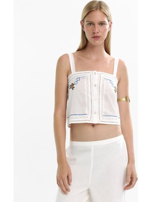 Dantel Işlemeli %100 Pamuk Üst