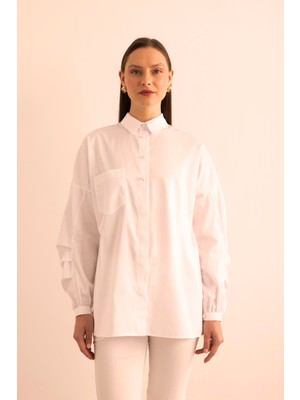 Kolları Pile Detaylı Cotton Bluz