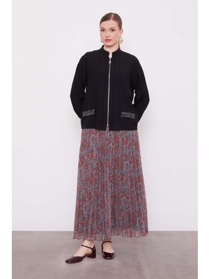 Siyah Etnik Desen Etek Takım