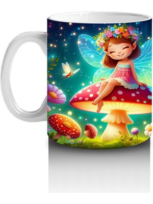 Çocuklara Sütü Sevdiren Çiçek Taclı Mantar Perisi Kupa Bardak