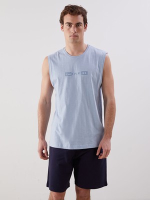 Lc Waikiki Yeni Sezon Bisiklet Yaka Baskili Penye Erkek Pijama Ust - S57257Z8