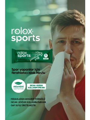 Rolox Sports Ferahlatıcı Islak Havlu 50 Paket Spor Yapanlar İçin Özel Mixmint Formülü