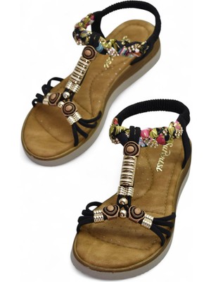 5626 Rahat Ortopedik Taban Taşlı Kadın Sandalet Günlük Sandalet