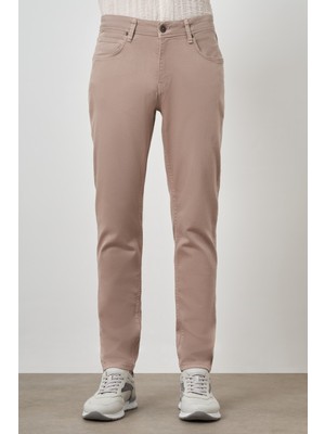  Erkek Bej Pamuk 5 Cep Slim Fit Jean Kot Pantolon