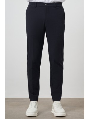  Erkek Lacivert Polyester Lastikli Trend Slim Fit Pantolon