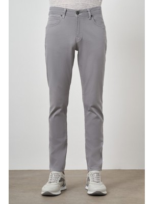  Erkek Gri Pamuk 5 Cep Slim Fit Jean Kot Pantolon