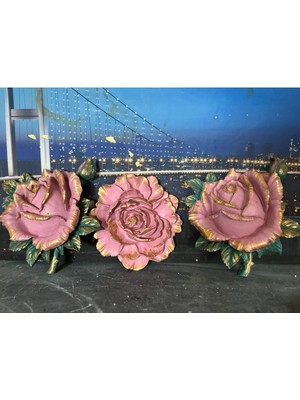 Duvar Süs Lotus  Gül 25CM , Duvar Gül  , Duvar Süsü 3lü Set