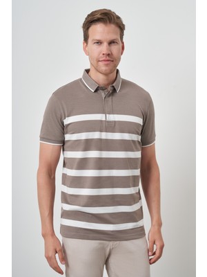  Erkek Vizon Trend Rınger Polo Yaka T-Shirt