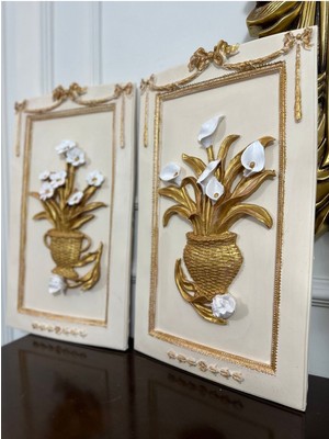 Tasarım Dekoratif Duvar Tablosu 2 Li Set (50CM ) El Yapımı