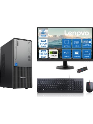 Lenovo Thinkcentre Neo 50T Gen5 Intel Core I7 14700 64GB Ddr5 256GB SSD 27 Inç Monitör Freedos Quadro T1000 4gb Masaüstü Bilgisayar 10002712UAS0GL00F21 + Zetta Flash Bellek