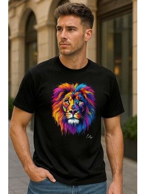 Elze Moda Premium Kalite Oversize Aslan Baskılı T-Shirt