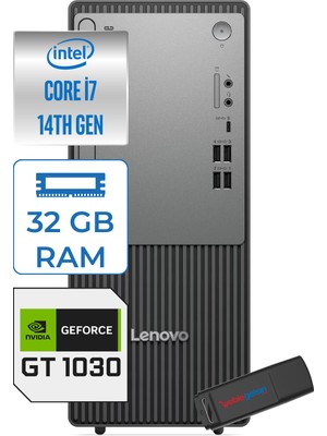 Lenovo Thinkcentre Neo 50T Gen5 Intel Core I7 14700 32GB Ddr5 256GB SSD Windows 11 Home Nvidia GT1030 4gb Masaüstü Bilgisayar 103012UAS0GL00H11 + Zetta Flash Bellek